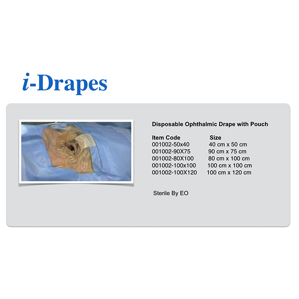 i-Drapes Disposable Eye Drape with Pouch  90X75cm pk/50